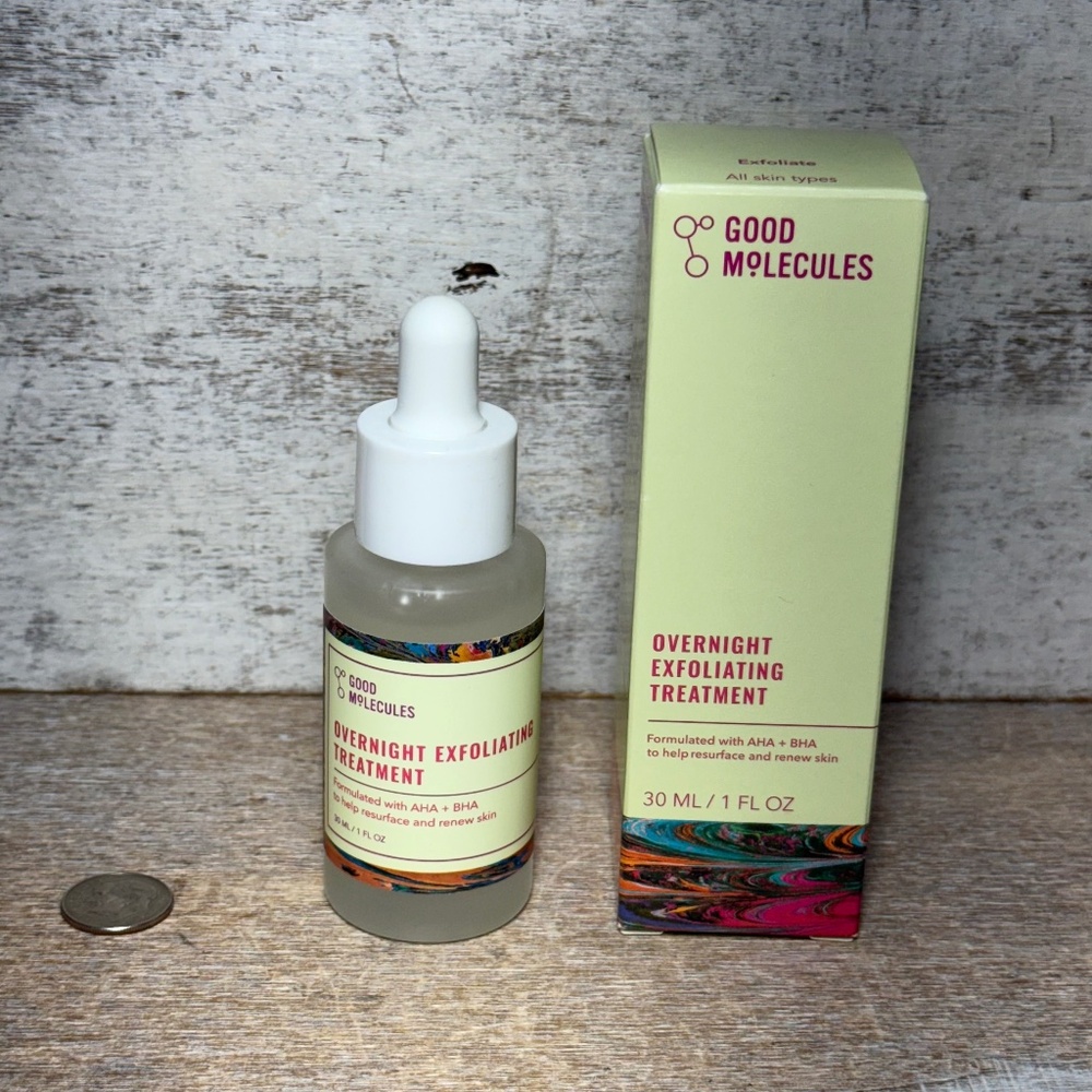 Good Molecules Overnight Exfoliating Treatment With AHA + BHA 30mL/1 fl oz New